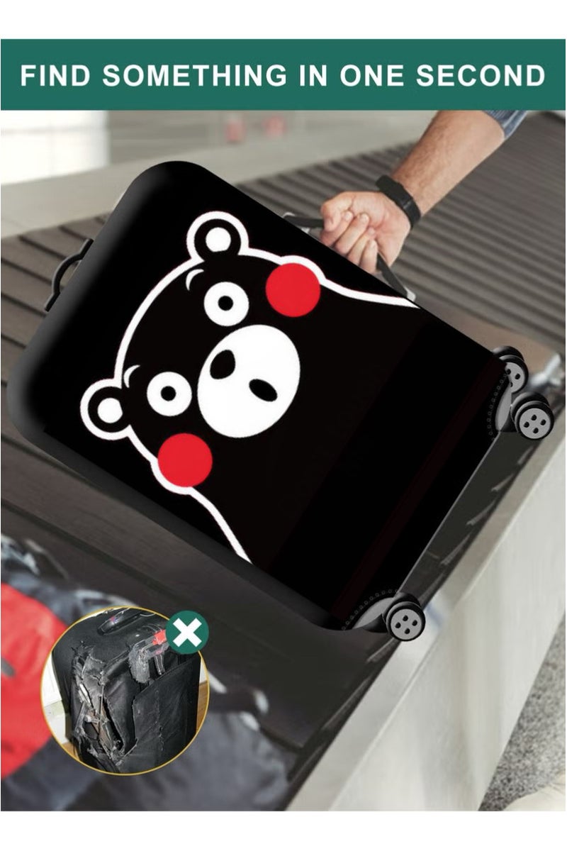 TNGames Black Bear Cute & Stain-Resistant Design Extra Thick & Highly Elastic Suitcase Protector Cover (Fits 22-25 Inch Luggage) + Free Macaron Apple Green PVC Luggage Tag | Dustproof & Scratchproof - Easy Airport Identification - Image 3