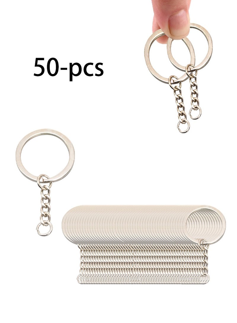 حزمة 50 من حلقات المفاتيح المعدنية، حلقات متفرقة لصنع سلاسل المفاتيح، حلقات حامل مفاتيح متينة - Image 1