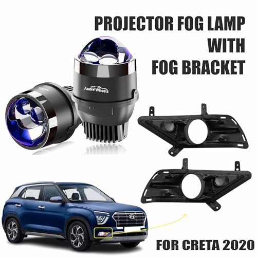 Audio Wheels 3" LED Projector Fog Lamp with Cover - 120W, 6000K White | Dual-Beam | with Blue Tint Film | 12V/24V Fog Light for Car & Vehicle Modification | For Hyundai Creta 2020 - Image 2