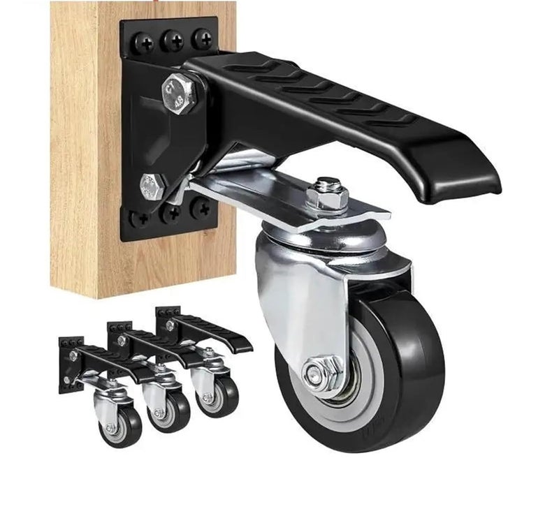 عجلات دوارة قابلة للسحب 4 قطع، مثبتة جانبيًا، قابلة للتعديل، ذات عجلات منخفضة الخطوة للأثاث - Image 4