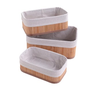 Homestic Pack of 3 Bamboo Storage Basket With Liner|Fodable Storage Organizer|Box For Cloth, Toiletry, Bathroom|Capacity 7L, 4.8L, 2.8L|Natural| - pzsku/ZF821E282401F19F1506FZ/45/1742989286/1bb425b8-3bf8-4aff-ba7f-97f421b2589d