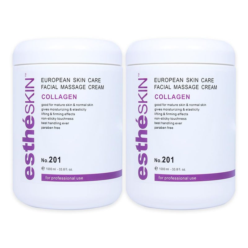 estheSKIN Facial Massage Cream for European Skin Care 338 fl oz 1000 ml 2 Pack Collagen