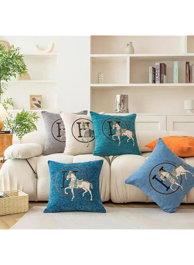 erorex 18X18 Inch Inches Throw Pillow Cushion Covers Set Pack Of 2 Pcs Luxury Horse Embroidery Modern Style Couch Sofa Pillow Cover For Living Room Bedroom Orange - Image 4