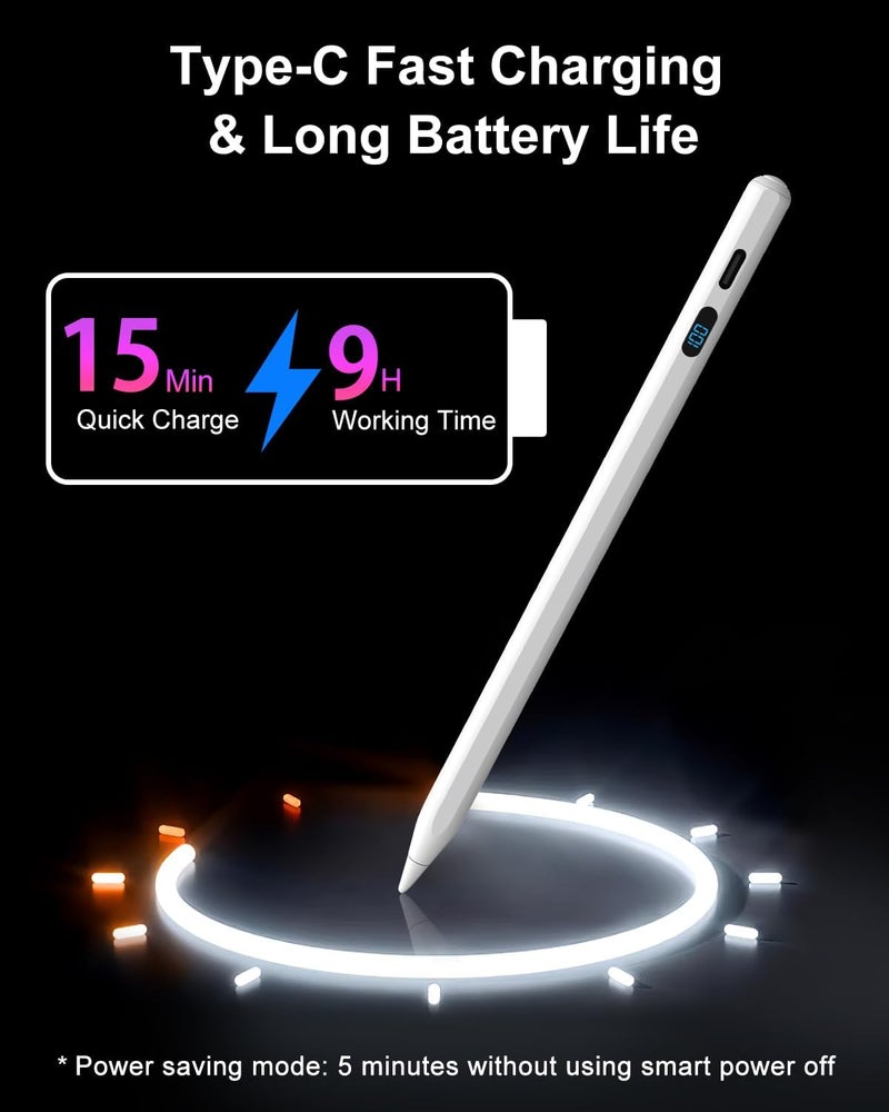 مصنع عالمياً قلم DIGIROOT العالمي المغناطيسي مع شاشة عرض طاقة LED، قلم مغناطيسي لأجهزة iPhone وأندرويد/أجهزة لوحية ونظام Harmony OS، متوافق مع سامسونج وهواوي وشاومي ولينوفو سهل العناية اليومية - Image 4