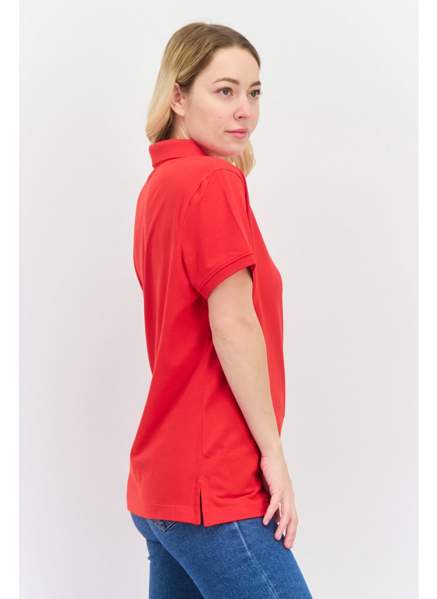 NAUTICA Women Regular Fit Embroidered Logo Short Sleeves Polo, Red  - Image 2
