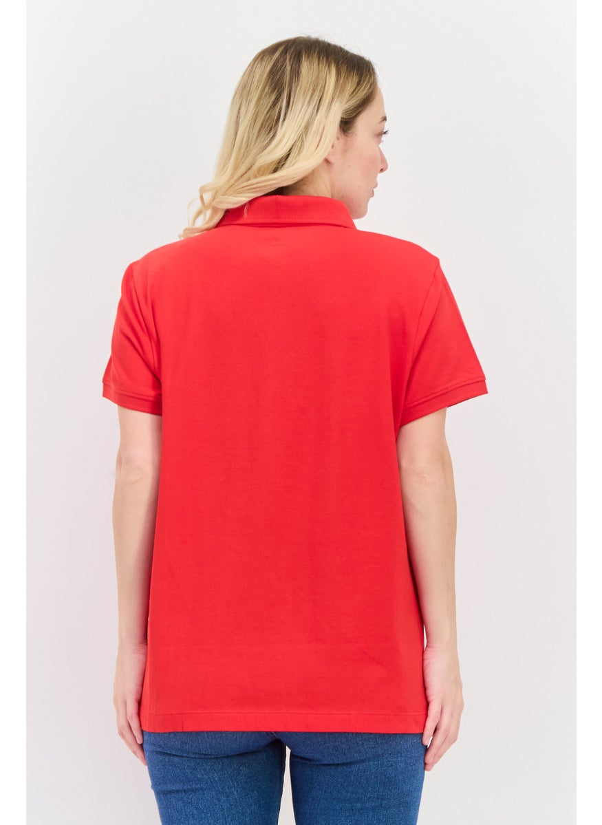 NAUTICA Women Regular Fit Embroidered Logo Short Sleeves Polo, Red  - Image 3