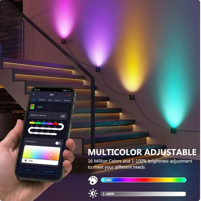 Abhsant Acrylonitrile Butadiene Styrene Rgbic Smart Wall Sconces, Music Sync Multicolor Led Wall Lights Gaming Light Ambiance Light For Home Party Decor Gaming - Image 3