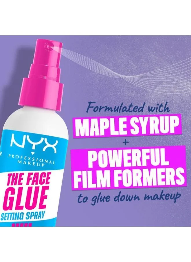 NYX PROFESSIONAL MAKEUP The Face Glue Setting Spray Makeup Setting Spray Up To 24 Hr Wear Transfer Resistant & Waterproof 60Ml