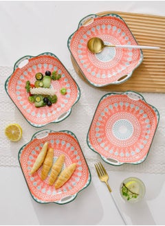 Shuer 4-Piece Hand Painted Ceramic Dinner Plates  23.7x19.6x5.2cm  - Image 3