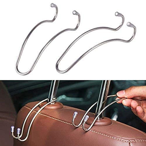 LIFE TIME Pack of 2 Car Hooks Headrest Hook Multi-Purpose Hangers for Clothing Handbags Groceries & Shopping Backseat Bag Orgainser Steel Hooks - Image 1