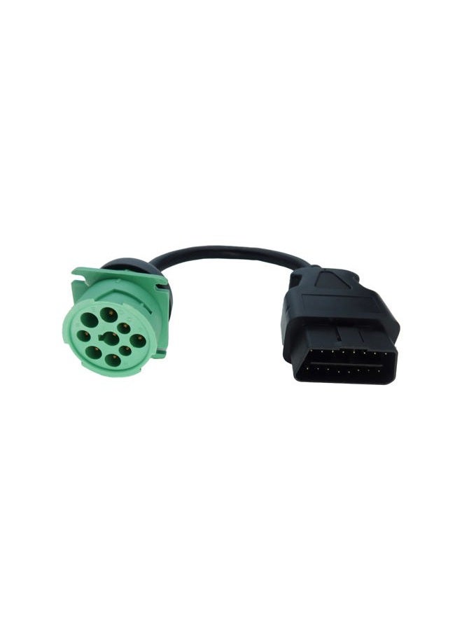 MITOB OBD2 Male to 9pin J1939 Female Adapter Cable OBDII to Green J1939 - Image 1