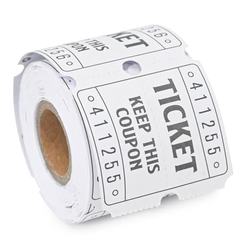 DGBDPACK 250 Raffle Tickets 5050 Double Roll Tickets for Raffles Carnival Door Prizes and Class Reward White - Image 1