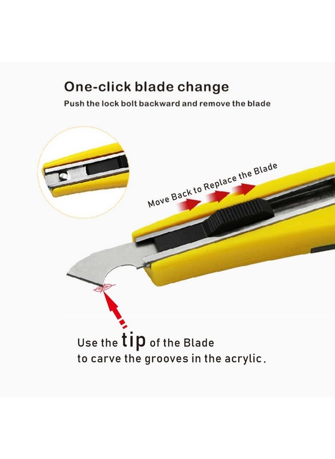 BAISALJI - Professional Acrylic Plexiglass Sheet Cutter Scoring Knife Tool With A Curved Handle It Is More Convenient To Use.One Handle 11 Blades.(Yellow) - Image 1
