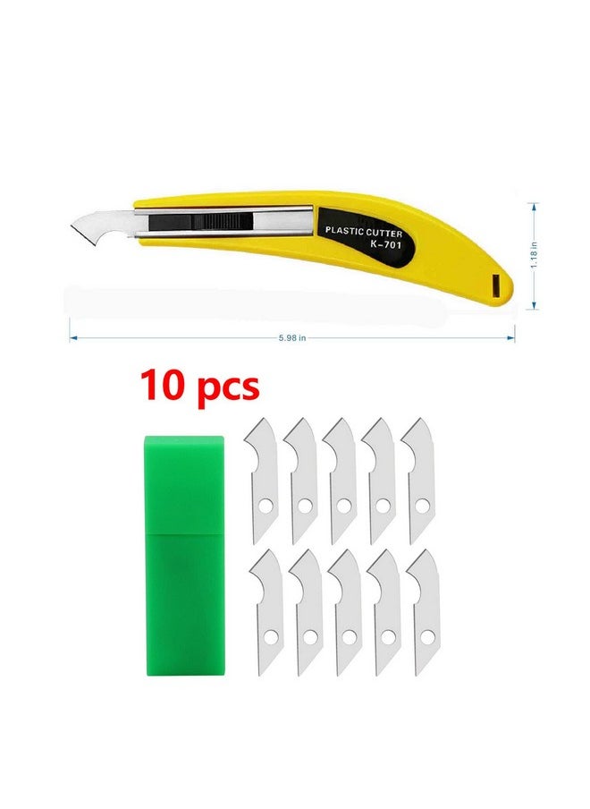 BAISALJI - Professional Acrylic Plexiglass Sheet Cutter Scoring Knife Tool With A Curved Handle It Is More Convenient To Use.One Handle 11 Blades.(Yellow) - Image 1