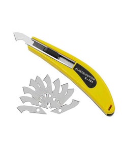 Professional Acrylic Plexiglass Sheet Cutter Scoring Knife Tool With A Curved Handle It Is More Convenient To Use.One Handle 11 Blades.(Yellow)