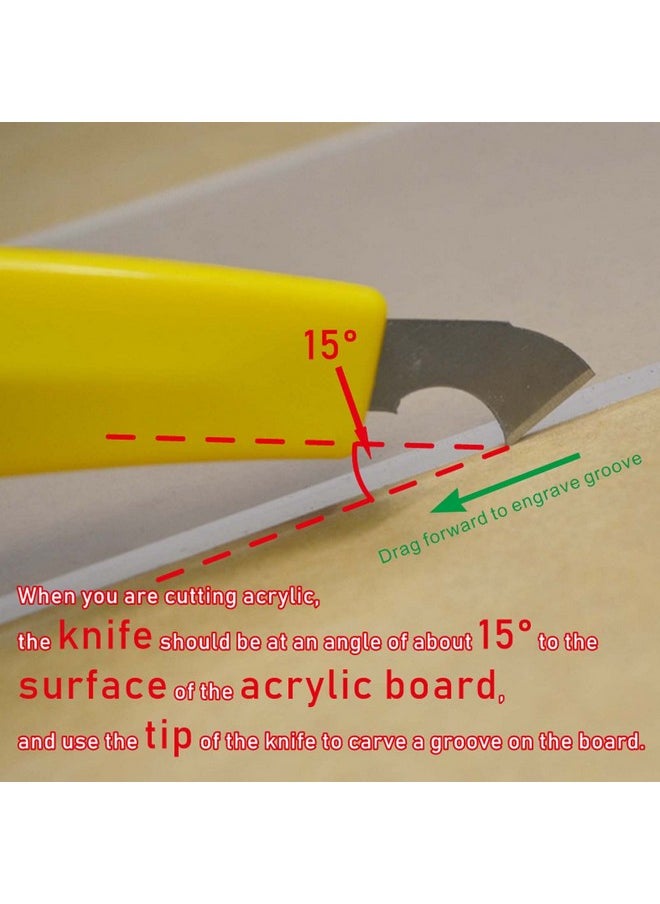 BAISALJI - Professional Acrylic Plexiglass Sheet Cutter Scoring Knife Tool With A Curved Handle It Is More Convenient To Use.One Handle 11 Blades.(Yellow) - Image 1