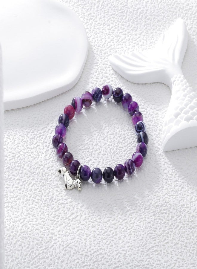 Fullrainbow Dachshund Gifts for Women: Dachshund Bracelet, Purple, Middle, Stretch, Toggle Clasp, Round Beads, Bead Chain, 6.8-7.5 inches - Image 5