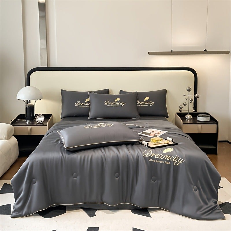 1 Ultra-soft Summer Cooling Quilt, 1 Summer Lightweight Quilt (pillowcases Not Included). Luxurious Cooling Ice Silky Fiber Fabric Embroidered Comfortable Air-conditioned Quilt. Multi-functional Cooling Summer Lightweight Quilt, Refreshing Thin Quilt - Image 5