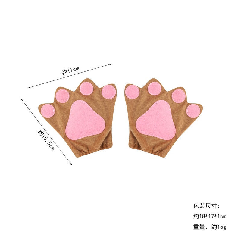 Cosplay Cartoon Claw Mittens dark brown gloves 
