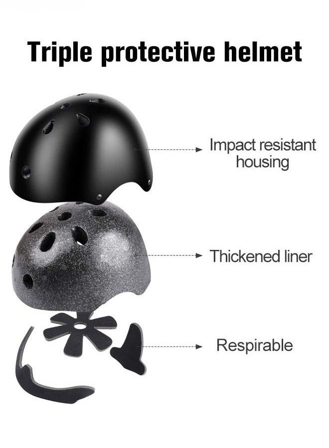 Hanayo 7 Pcs Kids Protective Gear Set Kids Helmet Pad Set Adjustable Kids Bike Helmet Toddler Helmets for Girls Boys Safety Protection Gear for Outdoor Sports(Black) - Image 4