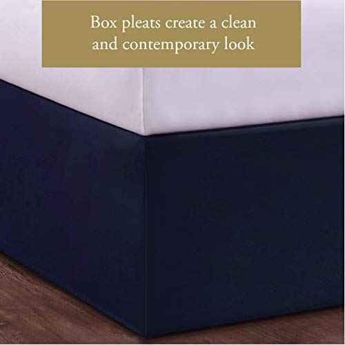 Levinsohn Luxury Hotel Tailored Bed Skirt, Box Pleats, 14 Inch Drop, King, Navy - Image 4