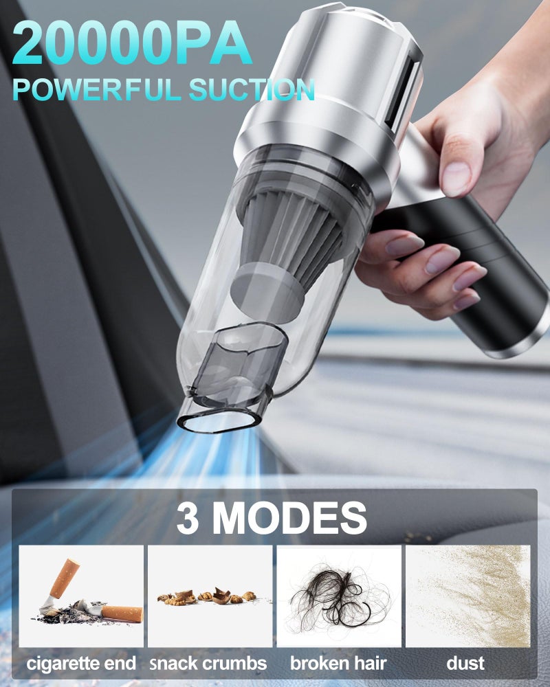 houscly Portable Cordless Foldable 20000PA High Power Mini Vacuum Cleaner, 4-in-1 Compressed Duster & Air Blower & Pump, Hand Held Vacuum, Brushless Motor, for Car, Home, Office, Pet, Camping - Image 2