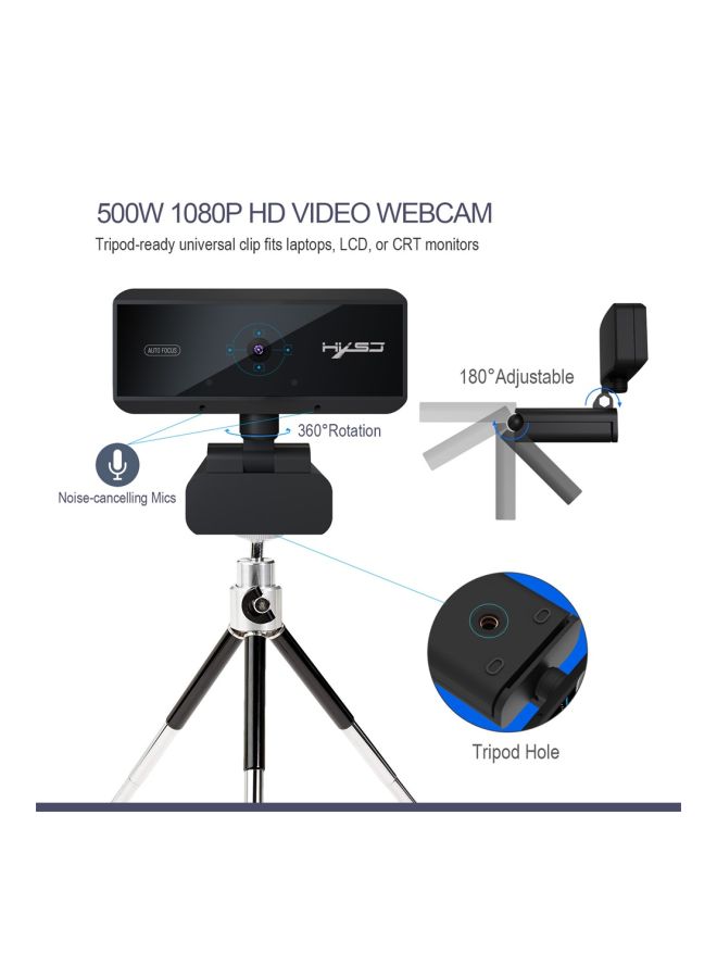 NIBEMINENT 1080P Auto Focus Webcam Black  - Image 5