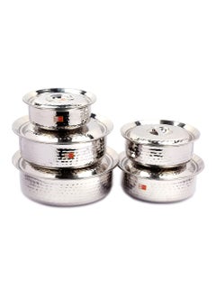 KCL KCL Stainless Steel Mirror Finish Hammered Arabian Chetty/Handi for Cooking n Serving - Set of 5 - (Capacity - 1500ml, 2000ml, 2500ml, 3000ml, 3500ml)  - Image 2