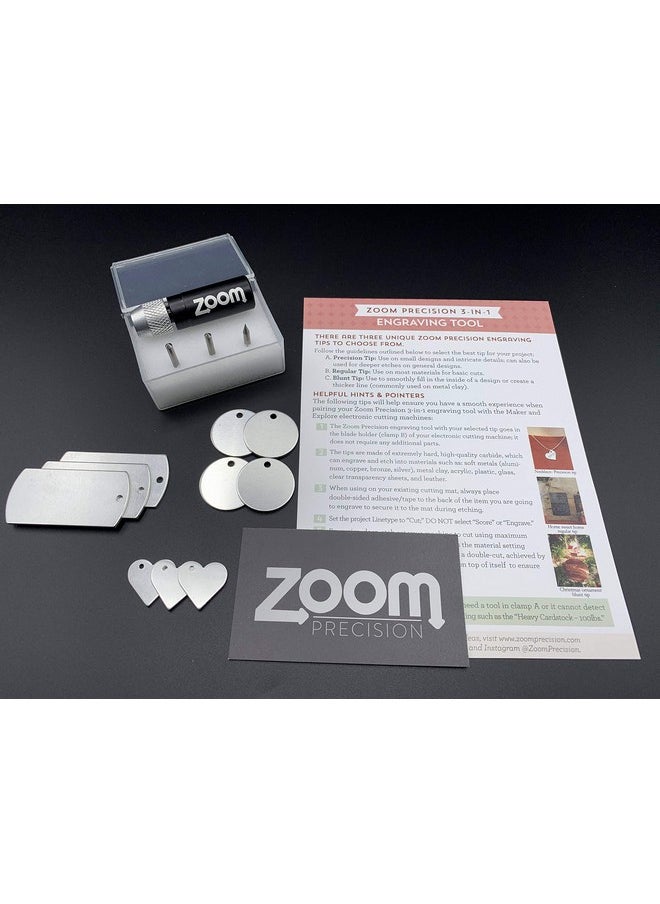 ZOOM - Silhouette Cameo 4 Cameo 5 Engraving Embossing & Etching Tool; 3 In 1 Silhouette Etching Starter Kit For Use In Cameo 4 & 5 Silhouette Machine Cameo 4 Pro Or Cameo 4 Plus By Zoom Precision - Image 1