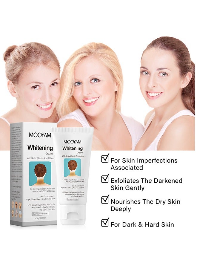 MOOYAM Whitening Cream With Retional,Lactic Acid & Urea - Dermatologist Tested Retinol Cream , Hyperpigmentation Removal Cream , For Dark Body Parts like Neck Ankles Knuckles Armpits 50g - Image 2