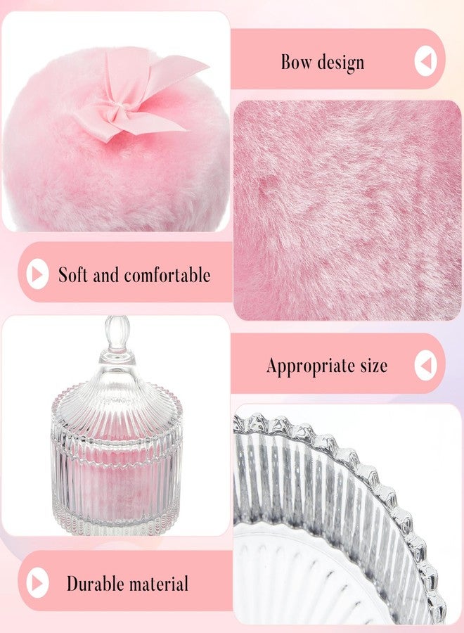 Tioncy 3 Pcs Large Body Powder Puff and Container Powder Container with Puff Crystal Case Soft Washable Reusable Velour Face Body Glitter Wet Dry Makeup(Simple,Clear) - Image 4