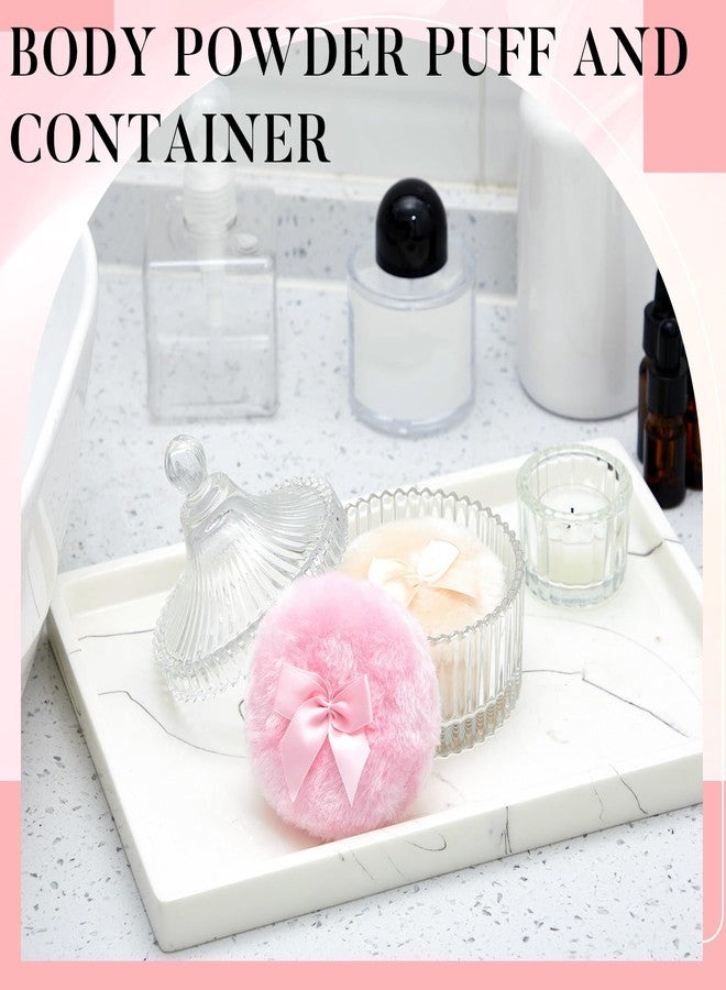 Tioncy 3 Pcs Large Body Powder Puff and Container Powder Container with Puff Crystal Case Soft Washable Reusable Velour Face Body Glitter Wet Dry Makeup(Simple,Clear) - Image 2