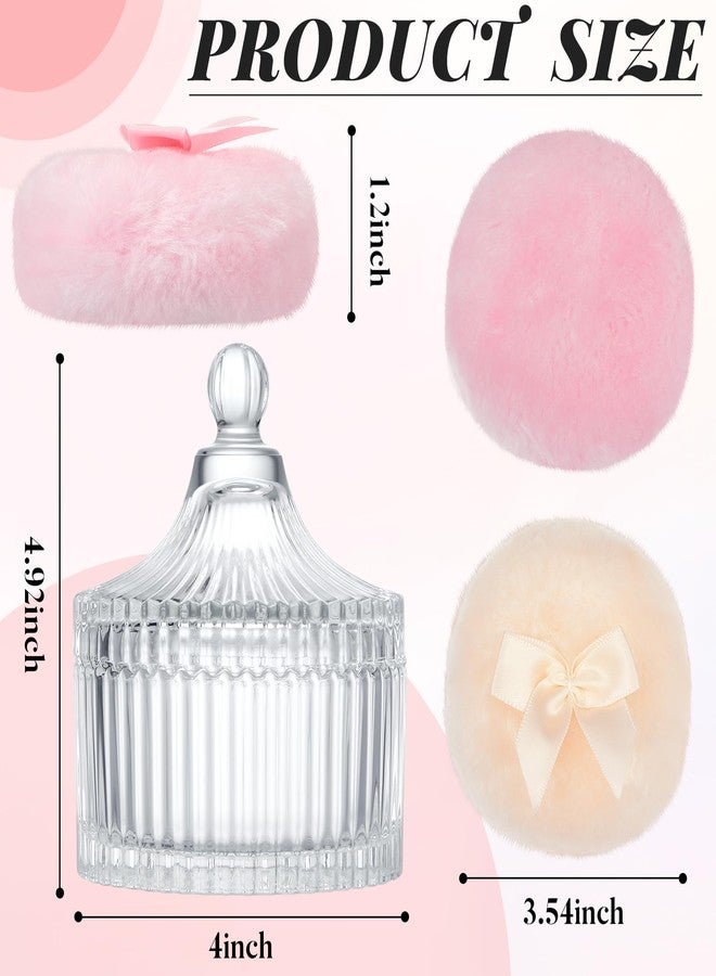Tioncy 3 Pcs Large Body Powder Puff and Container Powder Container with Puff Crystal Case Soft Washable Reusable Velour Face Body Glitter Wet Dry Makeup(Simple,Clear) - Image 3
