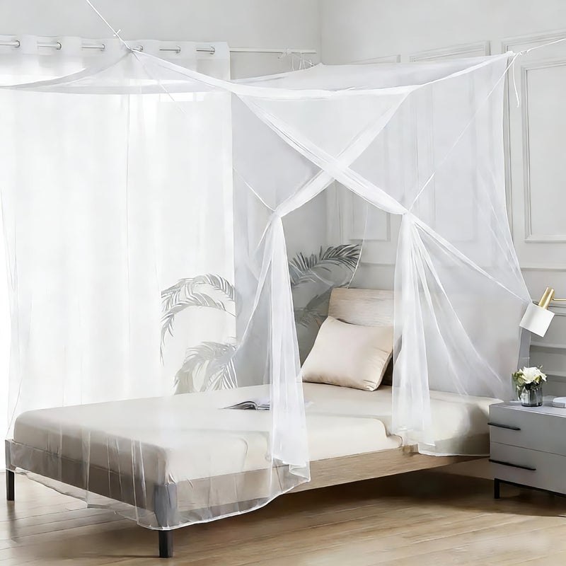 Comtelek Canopy Bed Curtains 4 Corners Mosquito Net Mosquiteros para Camas Bed Canopies Netting Bed Drapes Rectangular Mosquito Mesh for Patio Gothic Outdoor Travel Home Decorï¼ˆL75 X W35 X H63,1 Opening, Whiteï¼‰ - Image 1