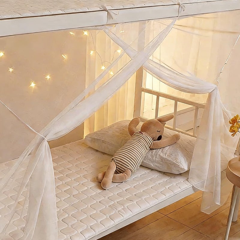 Comtelek Canopy Bed Curtains 4 Corners Mosquito Net Mosquiteros para Camas Bed Canopies Netting Bed Drapes Rectangular Mosquito Mesh for Patio Gothic Outdoor Travel Home Decorï¼ˆL75 X W35 X H63,1 Opening, Whiteï¼‰ - Image 3