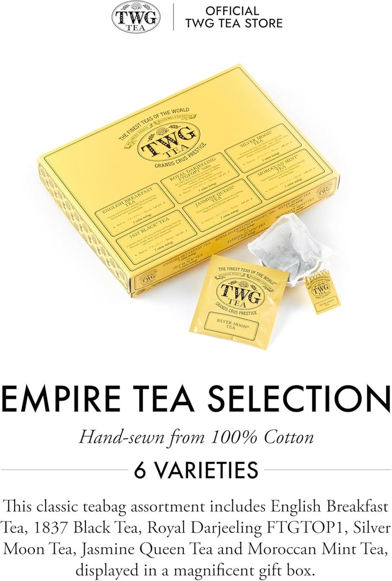 TWG Tea Empire Tea Selection Gift Set - 6 Exclusive Tea Blends with 30 Hand Sewn Cotton Tea Bags - Image 4