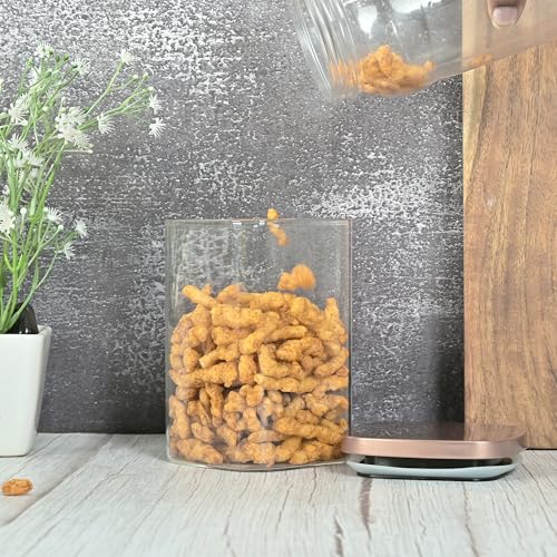 Femora Borosilicate Glass Square Jar With Stainless Steel Air Tight Lid|Glass Jar For Kitchen| Kitchen Storage Jars|1 Year Warranty|Jars for Gifting, Snacks, Spice, Cookies, Dry Food|1100 ML|Set Of 2 - Image 3