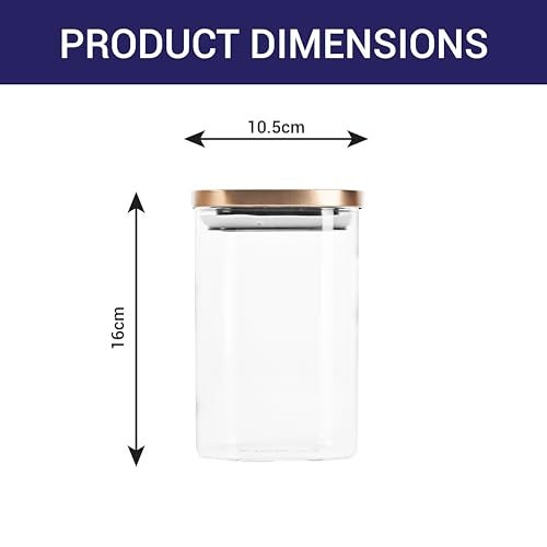 Femora Borosilicate Glass Square Jar With Stainless Steel Air Tight Lid|Glass Jar For Kitchen| Kitchen Storage Jars|1 Year Warranty|Jars for Gifting, Snacks, Spice, Cookies, Dry Food|1100 ML|Set Of 2 - Image 4