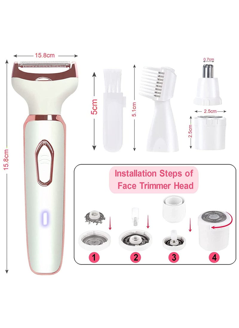 Generic - Electric Lady Shaver, Electric Razor for Women Shaving 4-in-1 Lady Shaver for Women Face, Legs and Underarm, Painless&Portable Bikini Trimmer Wet & Dry Hair Removal - Image 1