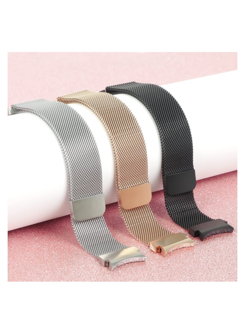 SOLARAE 2 Packs No Gap Metal Bands Compatible with Samsung Galaxy Watch 4 Band 40mm 44mm/ for Galaxy Watch 4 Classic Band 42mm 44mm, Milanese Loop Stainless Steel Magnetic Strap for Men Women, RGold/RPink - Image 5
