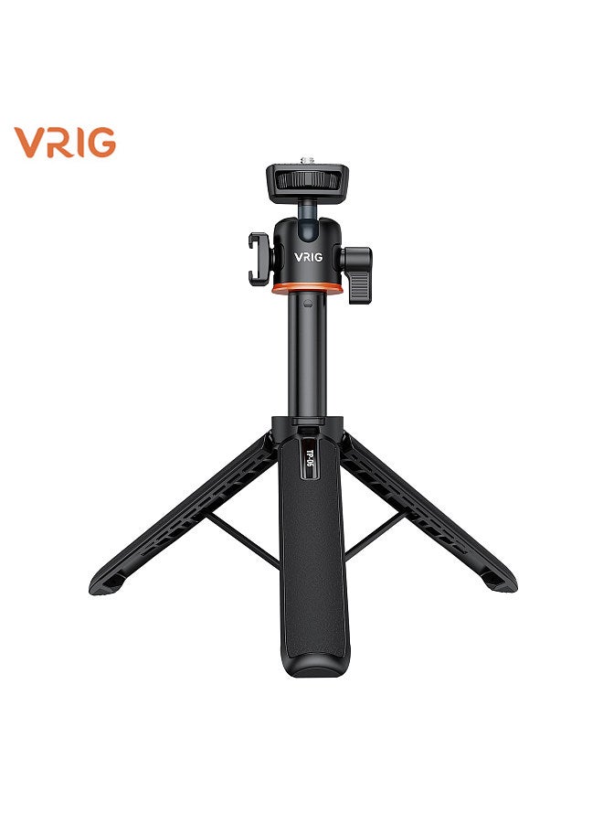 VRIG TP-06 Portable Selfie Stick Tripod Stand Aluminum Alloy with 1/4 Inch Screw Cold Shoe Mount 360° Rotatable Ballhead 55cm/21.6in Max. Height 1.5kg Load Capacity  - Image 2