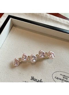 South Korea vintage Baroque Pearl Rhinestone hairpin bangs clip back head hair clip hair accessories side clip word clip Pink-irregular style