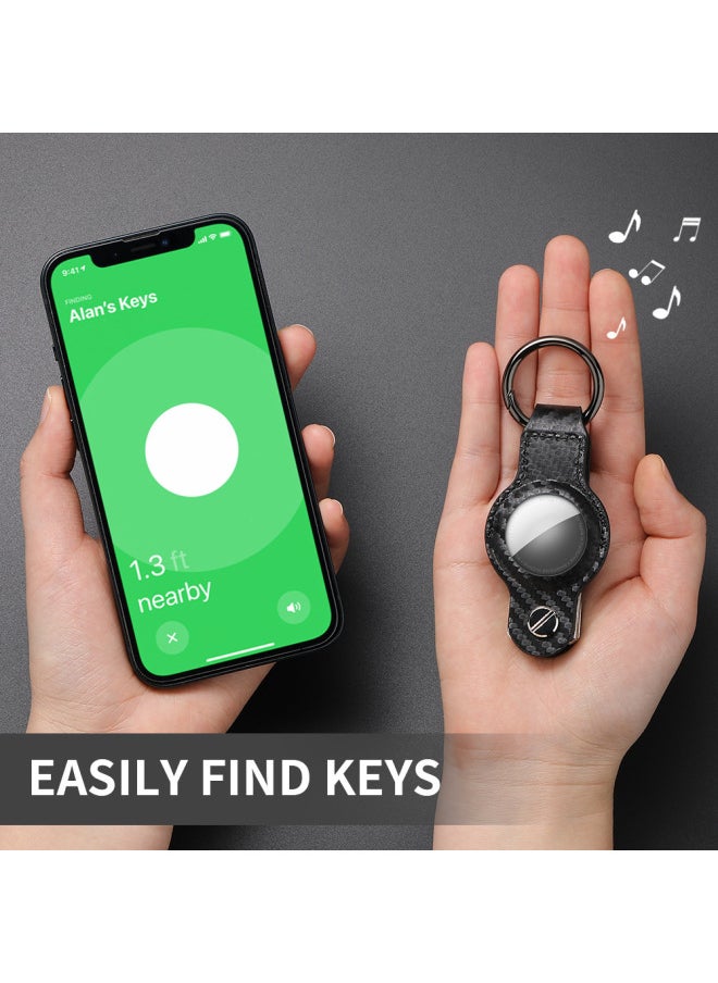 Generic - Applicable Airtag Protective Case For Apple Tracker Key Storage Bag Leather Protective Case Anti-lost Device Keychain-Color:Sports Car Style Carbon Fiber - Image 1