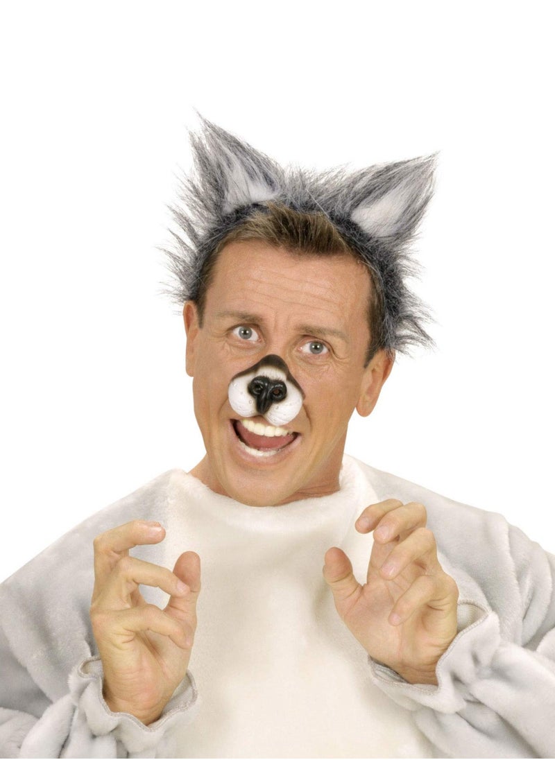 Najwa Wolf Ears Headband Plush Black/Grey Costume Accessory Werewolf Theme Party Carnival  - Image 2