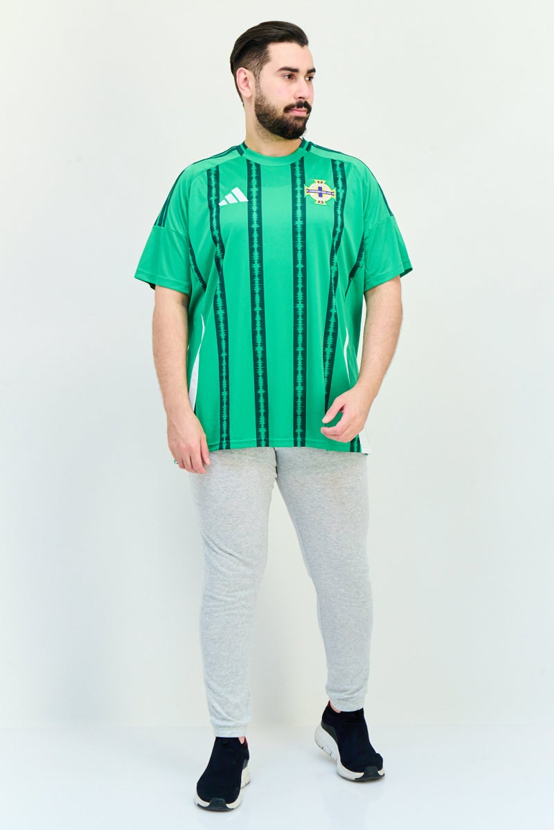 Adidas تي شيرت كرة القدم الأيرلندي للرجال بقصة ضيقة، أكمام قصيرة، أخضر - Image 3