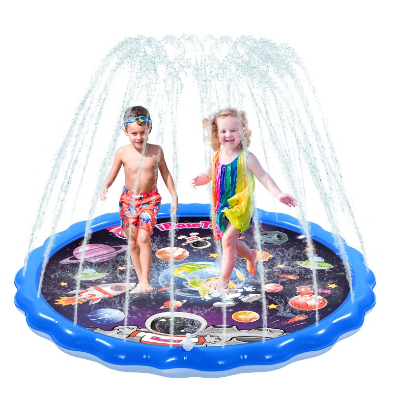 IBASETOY PVC Play Mat Sprinkler Pad Paddling Water Cushion for Outdoor Garden Lawn (Space Pattern) - Image 4