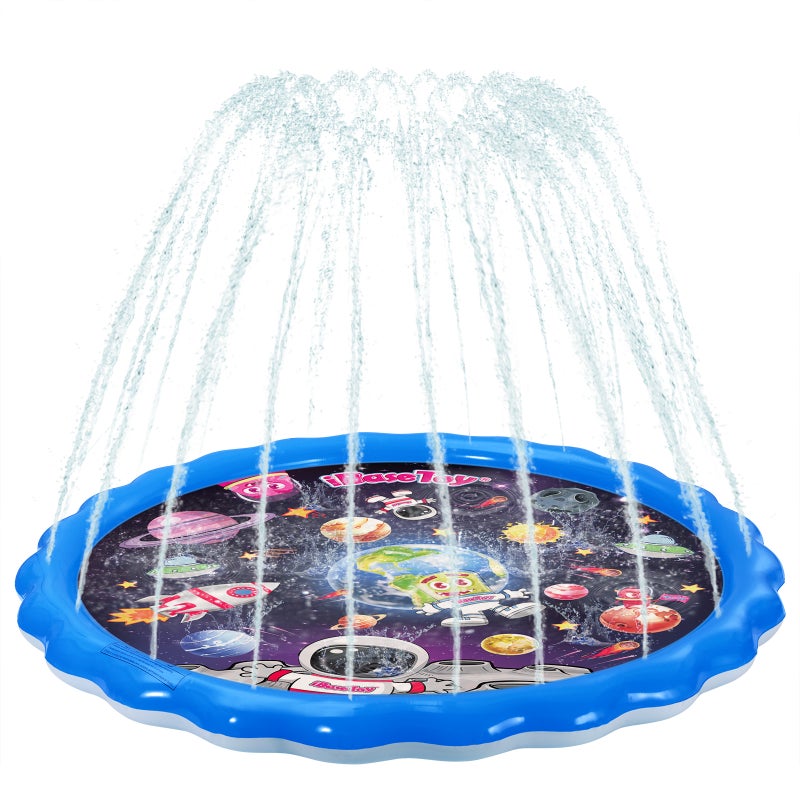 IBASETOY PVC Play Mat Sprinkler Pad Paddling Water Cushion for Outdoor Garden Lawn (Space Pattern) - Image 5