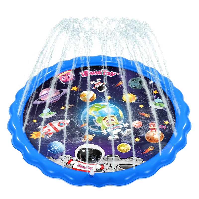 IBASETOY PVC Play Mat Sprinkler Pad Paddling Water Cushion for Outdoor Garden Lawn (Space Pattern) - Image 1