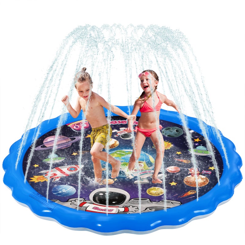 IBASETOY PVC Play Mat Sprinkler Pad Paddling Water Cushion for Outdoor Garden Lawn (Space Pattern) - Image 3