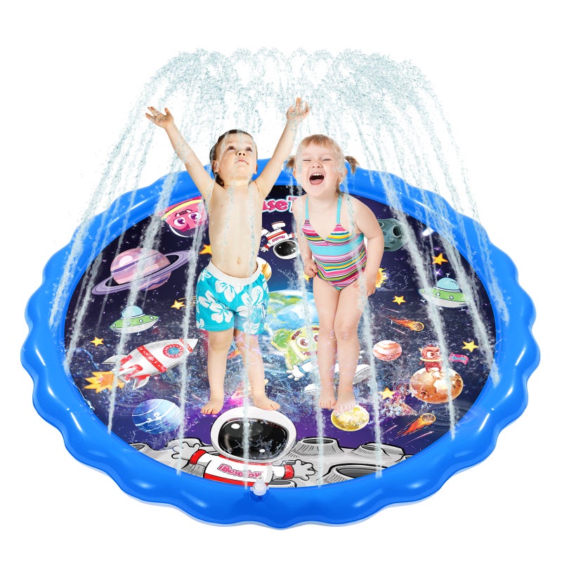 IBASETOY PVC Play Mat Sprinkler Pad Paddling Water Cushion for Outdoor Garden Lawn (Space Pattern) - Image 2
